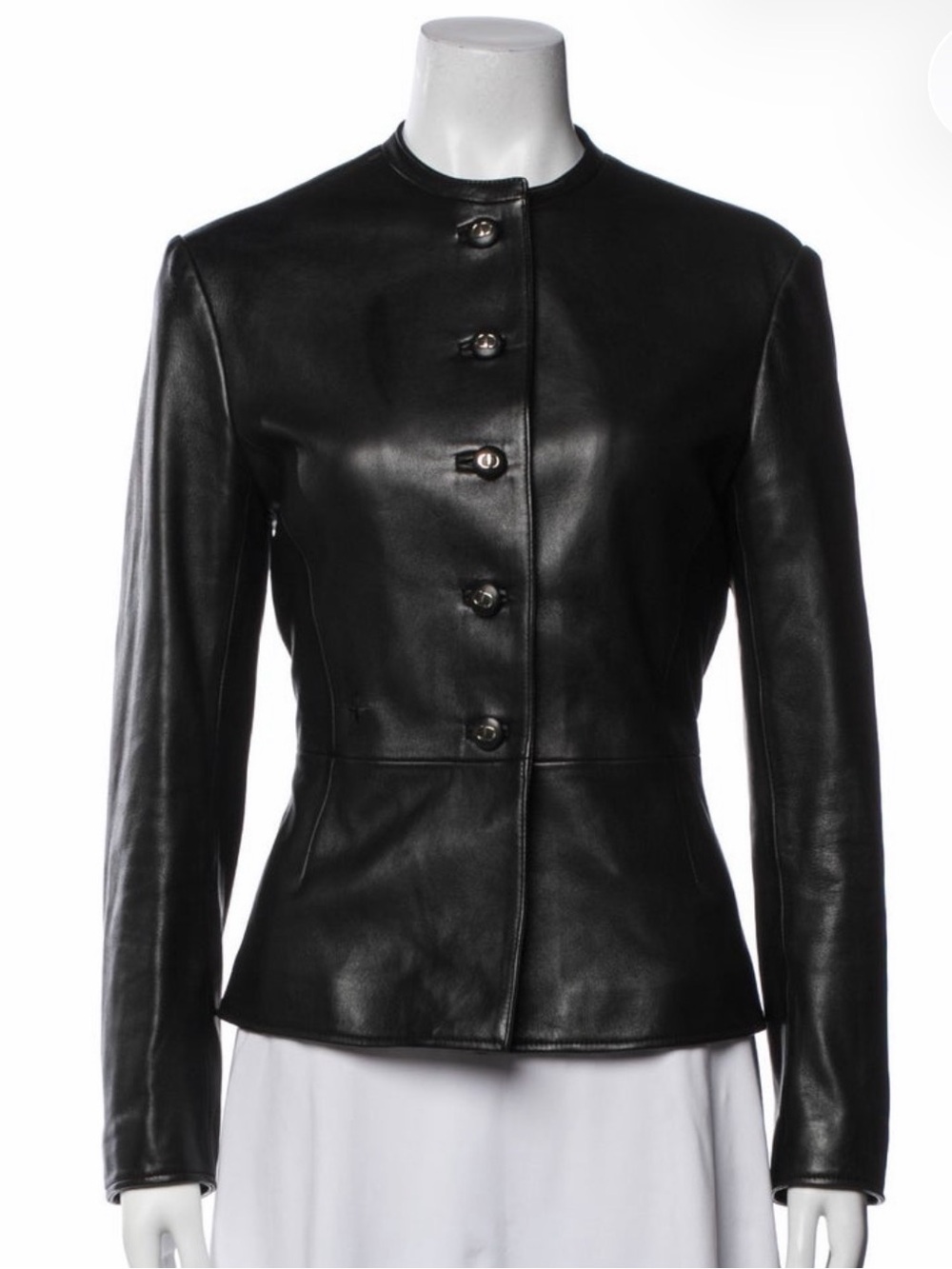 Dior Black Leather Button-Front Women's Jacket